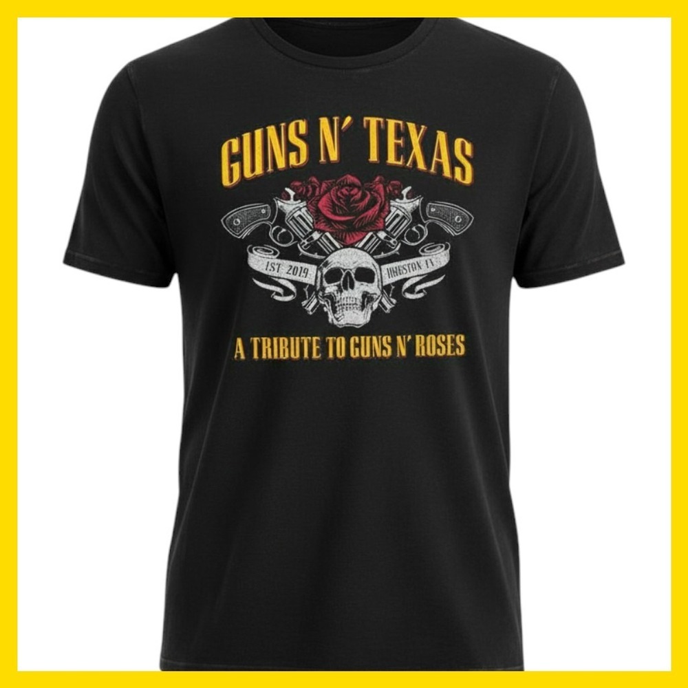 Tultex Guns N Texas Tribute to Guns N Roses Graphic T-Shirt Black Mens Large